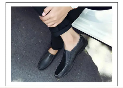 Genuine Leather Men Casual Shoes Luxury Brand Mens Loafers Moccasins Breathable Slip on Black Driving Shoes Plus Size 37-47