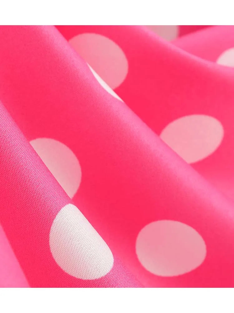 Spaghetti Strap Pink Plaid Dress Women Summer Elegant Vintage 50s Rockabilly Swing Party Dress