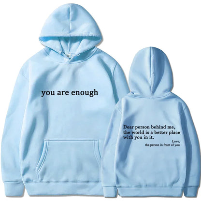 2025 Trendy You are enough Hoodie Men's and Women's Pullover Retro Hoodie Street Hip Hop Unisex Hot Selling Women's Hoodie Top