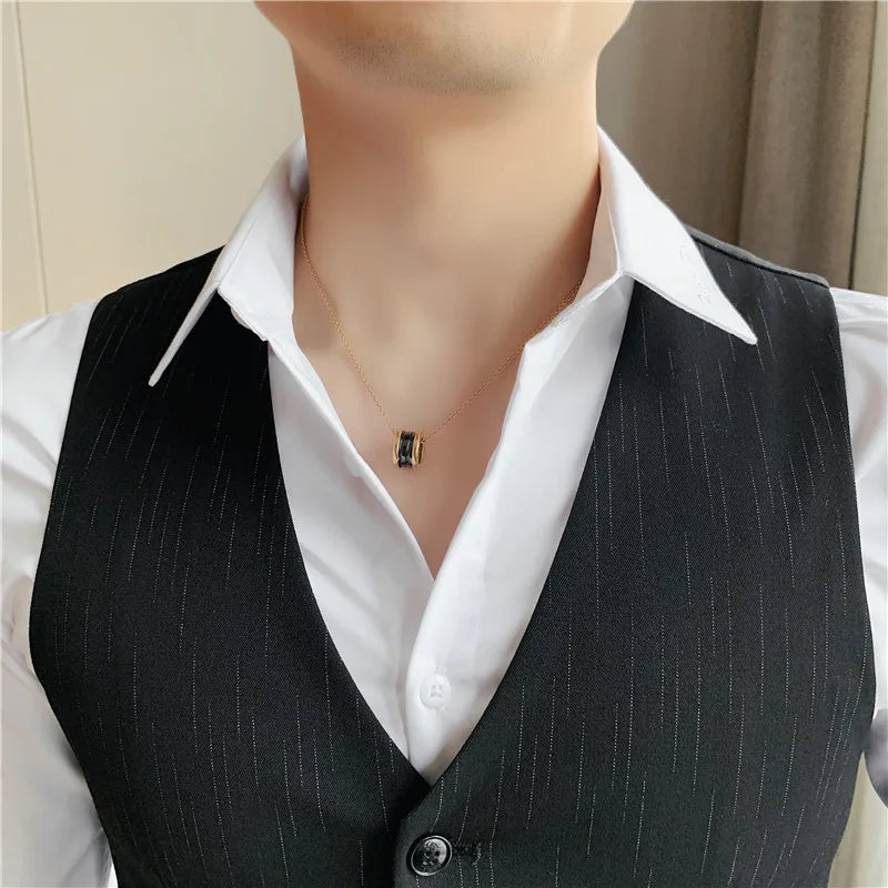 Plus Size 7XL 6XL 5XL Men's Fashion Striped Suit Vest British Style Business Work Slim Fit Wedding Social Sleeveless Vest