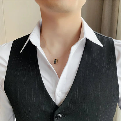 Plus Size 7XL 6XL 5XL Men's Fashion Striped Suit Vest British Style Business Work Slim Fit Wedding Social Sleeveless Vest