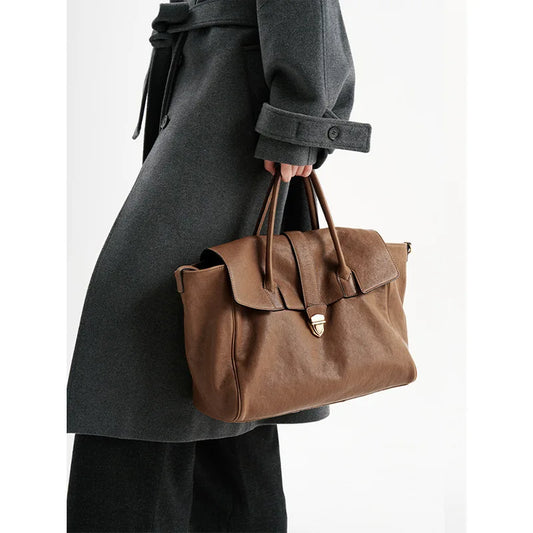 England Style Tote Bags For Women Luxury Designer Handbag And Purse 2024 New Vintage Lock Large Capacity Underarm Bag