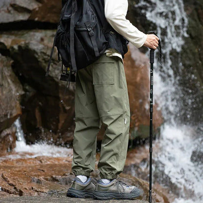 Men Waterproof Pant Autumn With Belt Hiking Trousers Breathable Mountaineering Pant Multi-pocket Camping Fishing Sport Trousers