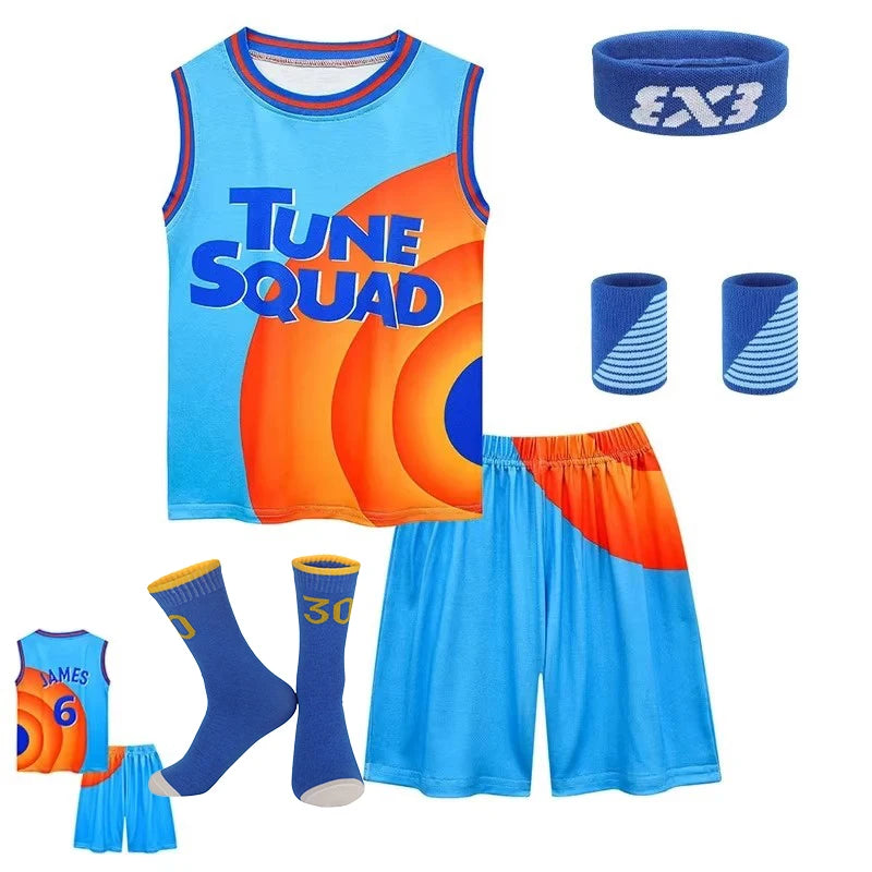 2024 Kids Tune Squad Space Jam 2 Basketball Jersey Set - Cosplay Costume Vest Shorts Sports Uniform Tracksuit for Boys and Girls