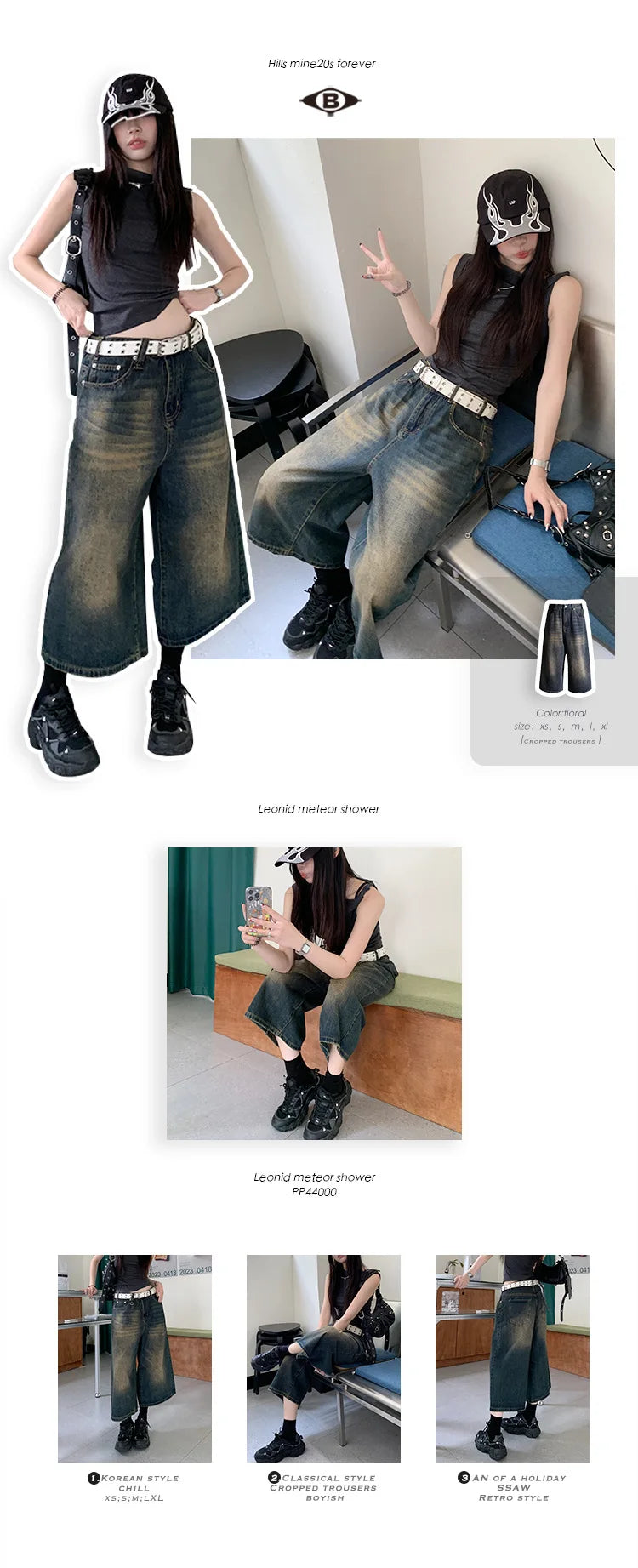 2024 American Vintage High Waist Mid Long Baggy Denim Shorts Women's Casual 2000s Y2K Wide Leg Grunge High Street Style Shorts