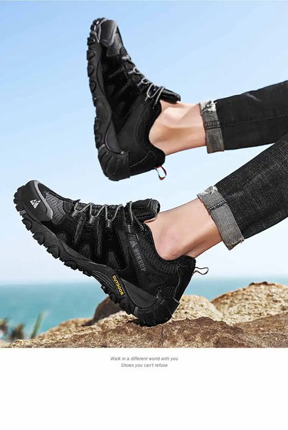 Men's Hiking Shoes Suede Leather Outdoor Shoes Wear-resistant Men Trekking Walking Hunting Tactical Sneakers