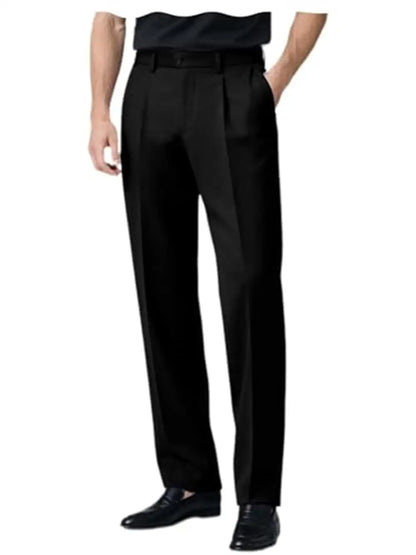 Men's Premium Pleated Wide-Leg Dress Pants Versatile Formal Casual Trousers Chinos Business Daily Office Banquet Wedding Summer