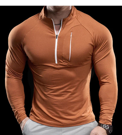 Gym Fitness Quick Dry Shirt Men Running Sport Long Sleeves T-shirt Trackwear Tee Tops Autumn Male Bodybuilding Training Clothing