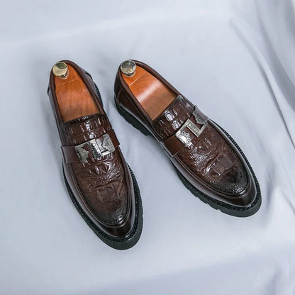 Mens Loafers Party Business Thick Soled Men Leather Shoes Dress Platform Shoes Comfortable Fashion New Casual Shoes for Men