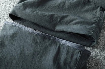 Men's Summer Cargo Pants Quick Dry Double Used Pants Elastic Waist Detachable Feet Loose Straight Waterproof Long Trousers