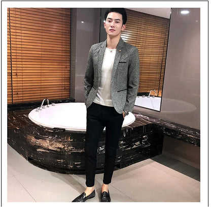 New Boutique Men's Solid Color British Style Fashion Casual Business Job Interview Gentleman Party Best Man Dress Suit