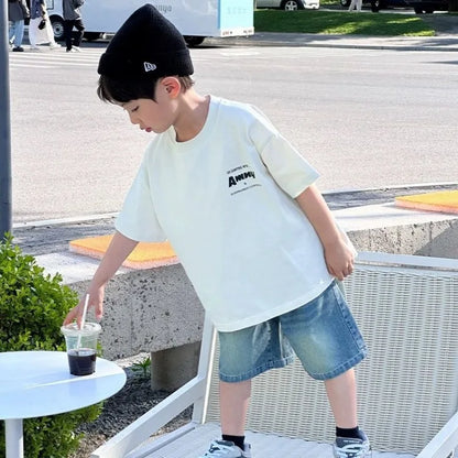 Boys' Casual Short Sleeve T-Shirt 100% Cotton Summer Kids' Clothing Toddler Boys Bestseller