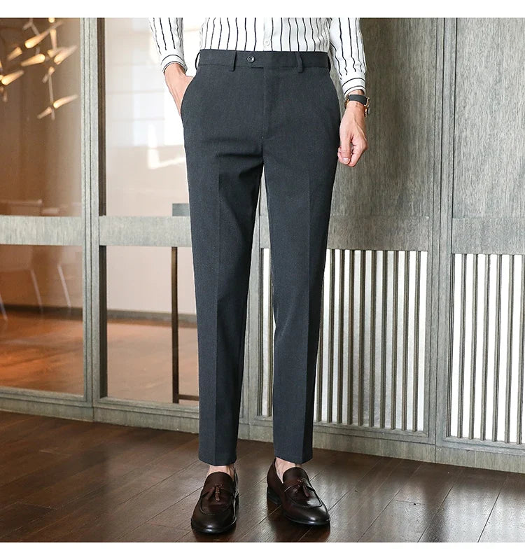 Plus size 40 38 Men Business Solid Suit Pant 2026 Spring Formal Slim Fit Wedding Trouser Mens Brand Fashion Casual Dress Pants