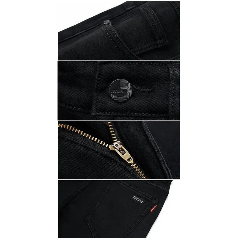 Men Narrow Leg Jeans Male Straight Leg Slim Pencil Denim Pants Classic Casual Daily Stretch Skinny Trousers