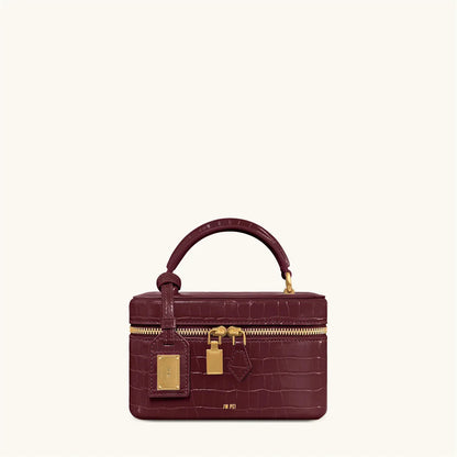 Women Shoulder Bag Crossbody Handbag Croc Embossed Small Square Box Purse French Vintage Messenger Bags Exquisite Ladies