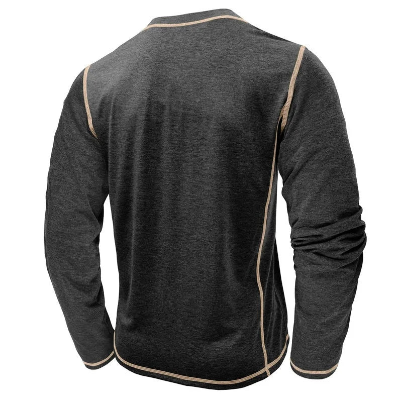 Men's Cotton Button Henley Neck Shirt Long Sleeve Casual Button Solid Color Fashion Streetwear Tops Tees T-Shirts Men Clothing
