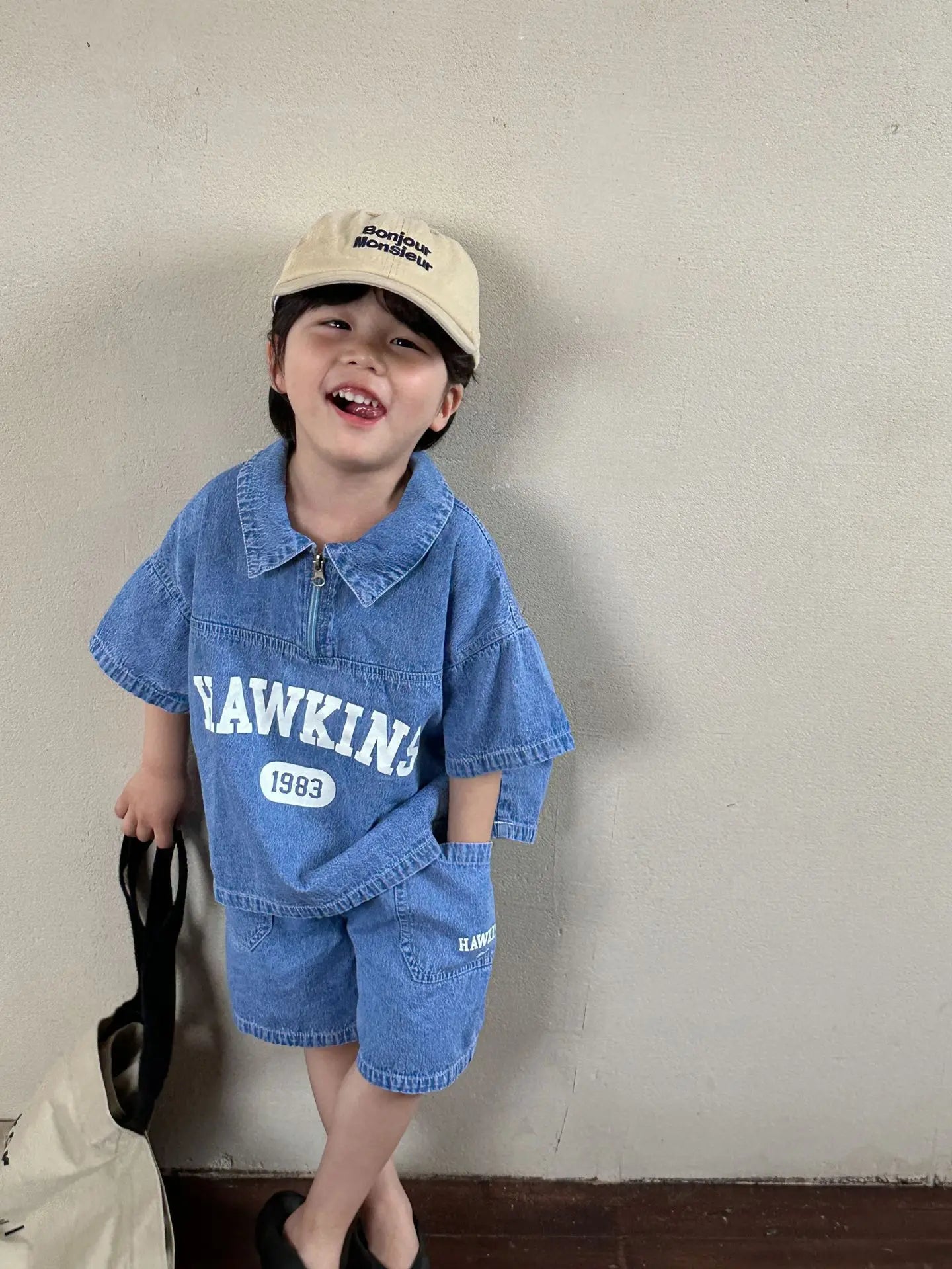 Summer Baby Girls Boys Cotton Alphabet Half Zip Denim T-Shirt Tops+Shorts Pant School Kids Tracksuit Child 2PCS Outfit 1-12Years