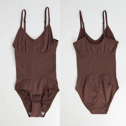 Women Seam-free Sleeveless V-Neck Bodysuit Shapewear Tummy Control Body Shaper Tank Top Red Blue