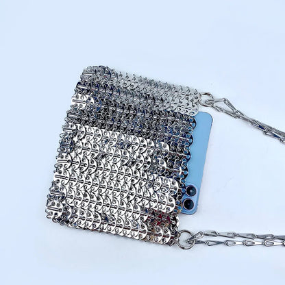 2024 Hot selling metal sequin high-capacity mobile phone cross-body chain bag handmade bag for women's fashion trend
