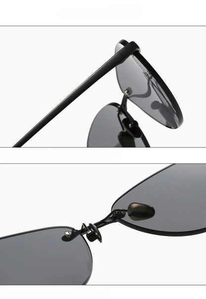 Frameless Cat Eye Sunglasses Fashion New Irregular Sun Glasses Titanium Men Driving Glasses Women Outdoor UV Resistant Eyewear
