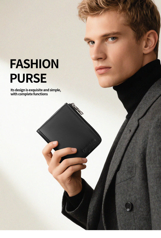 Portefeuille classique à deux volets 2026 en cuir véritable pour homme, portefeuille court pour homme, porte-cartes pour homme