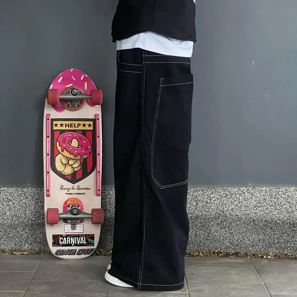 Y2k Baggy New Wexwear Stripes Black Pants Embroidered Jeans Streetwear Men Harajuku Hip Hop Women High Waist Wide Trouser