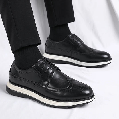 High End British Style Office Business Dress Shoes Men's Casual Leather Thick Soled Simple Walking Shoes Fashion Oxford Shoes