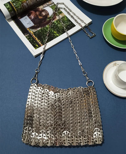 Designer Aesthetic Bags Women's Bag Handbag Hand Woven Metal Chain Tote Bag Clutch Luxury Trend Travel Holiday Shoulder Bag