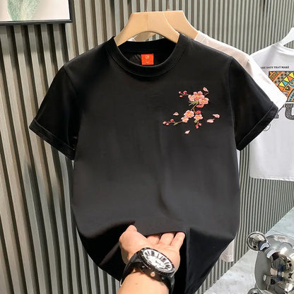 2025 Summer Fashion Men T-shirt Short-sleeved Embroidered Shirt
