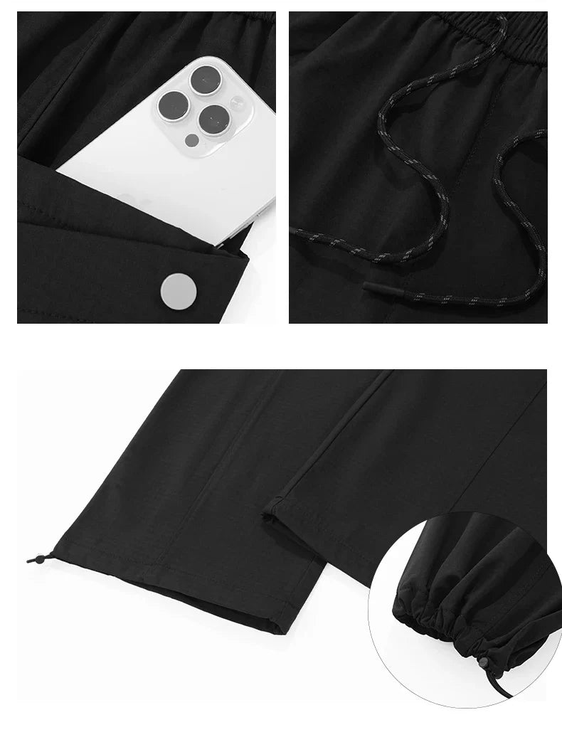 Male Hiking Pants Outdoor Waterproof Windproof Camping Cycling Trousers Autumn Spring Elastic Waist Climbing Travel Casual Pants