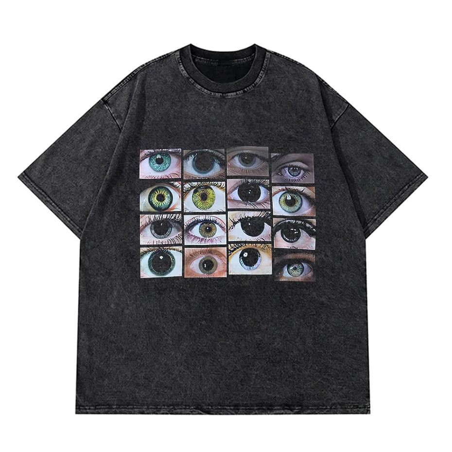 Anime Pain Printed T Shirt Men Retro Washed 100% Cotton Tops Tees Harajuku Tshirt 2023 Streetwear Hip Hop Male T-shirts