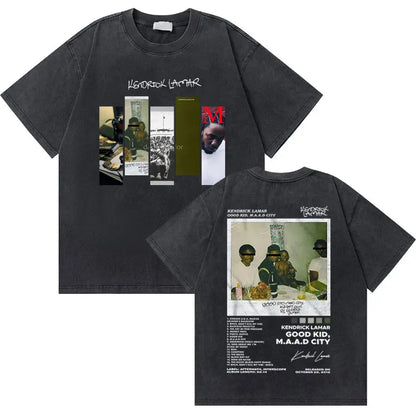 Washed Vintage Rapper Kendrick Lamar Good Kid Money Trees T-shirts Men Hip Hop Retro Oversized Tshirt Male Fashion Trend T Shirt