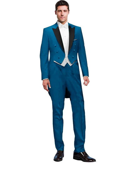 3 Piece Black Men Suit Wedding Groom Tuxedo Long Tailcoat Best Man Formal Prom Suit Fashion Costume Homme (Jacket+Vest+Pants)