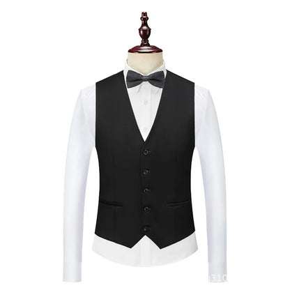 Man Suit Vest Slim V-neck Single-breasted Male Waistcoat Simple Solid Breathable Sleeveless Business Casual Men Vest