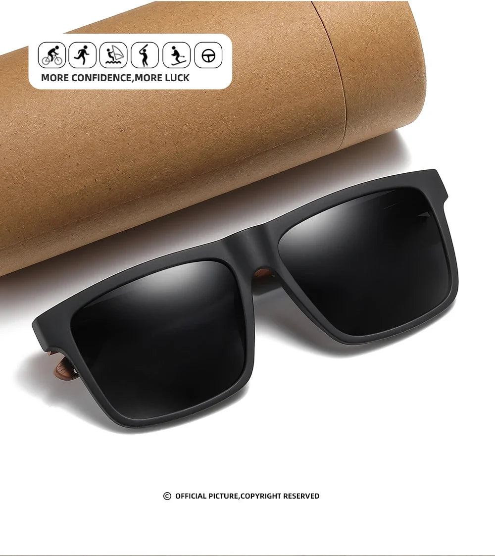 New Arrivals Black Wooden Polarized Sunglasses for Men Bamboo Sunglasses Red UV400 Lenses Fashion Driving Shades S5565