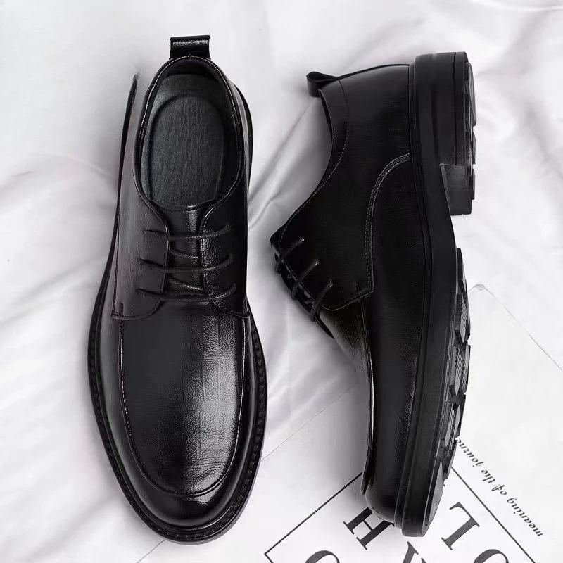 2024 New Men's Height Increasing Soft Leather Breathable Casual Business Elevator Shoes