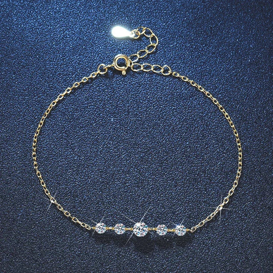 Bracelet Dainty entièrement en moissanite couleur D de 2/2,5/3 mm pour femme, plaqué argent 925, chaîne réglable 18 carats