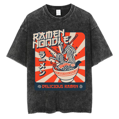 Japanese Tokyo Tokyo Culture Print Washed T Shirt Funny Fashion Vintage Men Women T-shirts Cotton Casual Loose Tees Streetwear