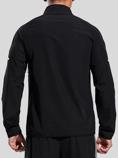 Men's sports long sleeved half zip top, quick drying running T-shirt, sports training jacket, breathable elastic fabric, mo