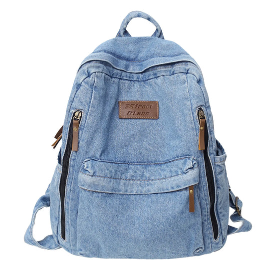 Fashion Backpacks for School Trend Student Jeans Bag Multi Pockets Large Capacity Rucksack Mochila De Escola Feminina 2023