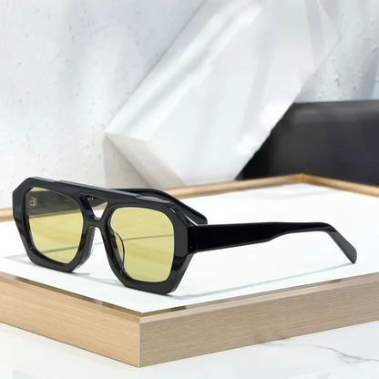 Designer Hollow Thick Acetate Women's Sunglasses Handmade Square Brand Design High Quality Female UV400 Prescription Glasses