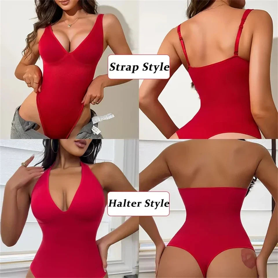Slimming Underwear Bodysuits Tummy Reducing  Waist Trainer Shapewear Sexy Deep V Halter Top Two Ways To Wear