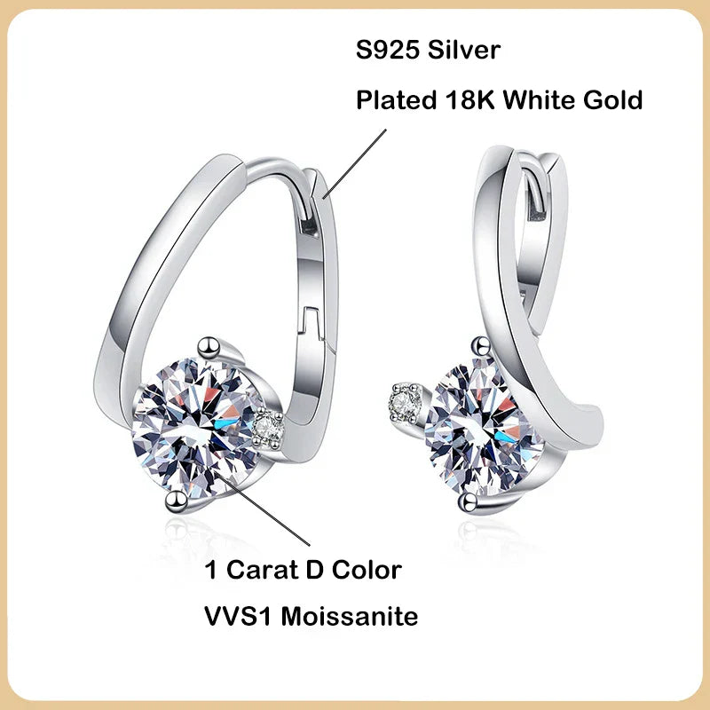 100% Real 2CT D Color Moissanite Hoop Earrings For Women Party S925 Sterling Silver Diamond Earring Fine Jewelry Wholesale