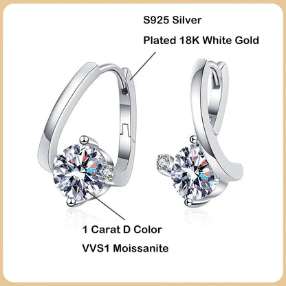 100% Real 2CT D Color Moissanite Hoop Earrings For Women Party S925 Sterling Silver Diamond Earring Fine Jewelry Wholesale