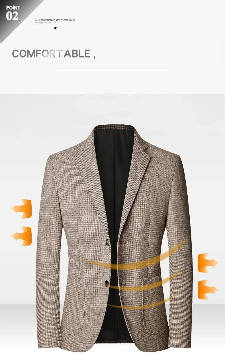 2025 Spring and Autumn New Six Color Checkered Non-iron  Suit Jackets for Men, Royal Blue Casual Blazer Masculino /blazer Hombre