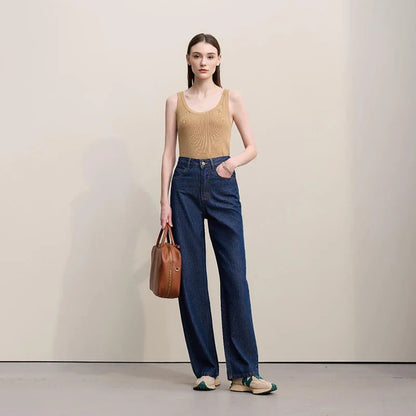 Women's Jeans 2026 Spring New Casual Letter Embossed Cotton Denim Trousers Women's Retro Versatile Straight Pants 12641115