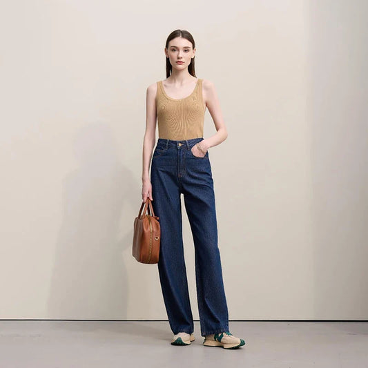 Women's Jeans 2026 Spring New Casual Letter Embossed Cotton Denim Trousers Women's Retro Versatile Straight Pants 12641115