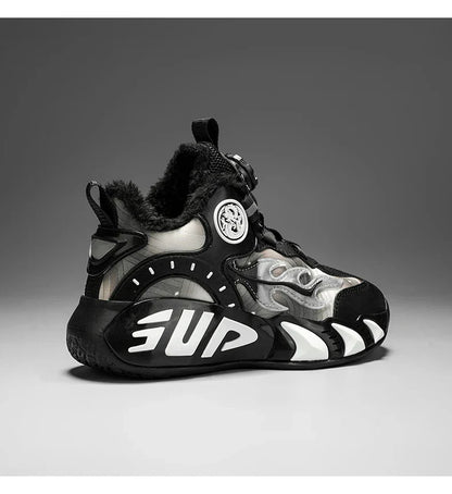 New autumn/winter 2025 children's basketball shoes with waterproof leather surface and training sports shoes for boys and girls