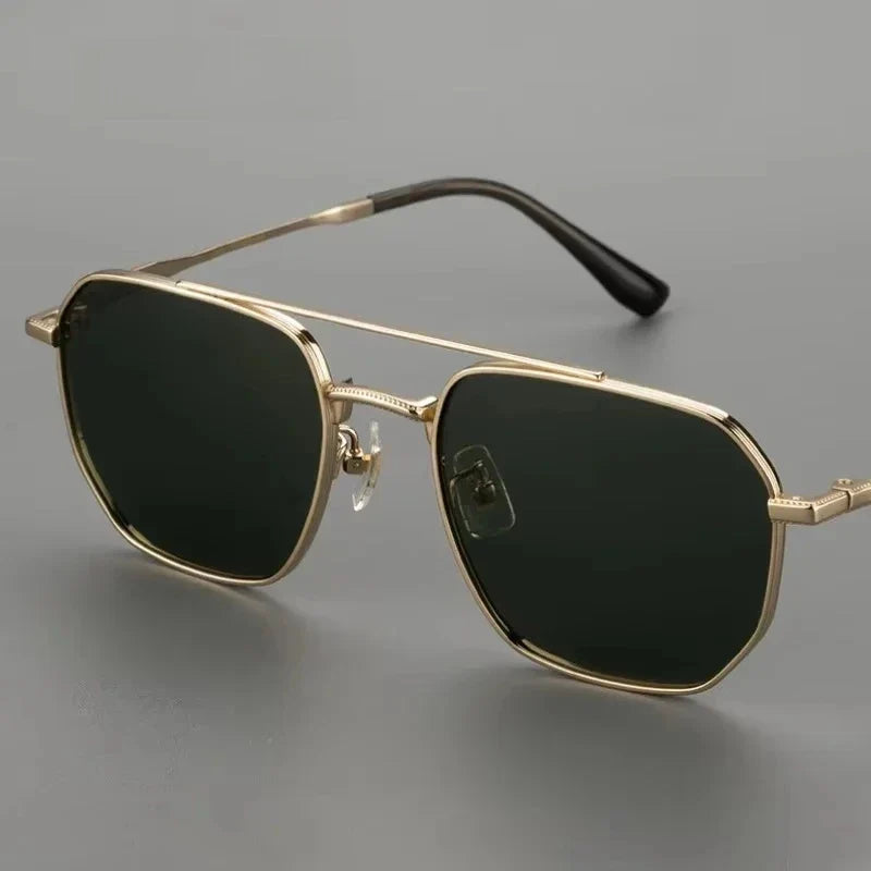 Top Quality Pure Titanium Pilot Polarized Sunglasses Men Outdoor Driving Night Vision Shades Anti-Glare Fishing UV400
