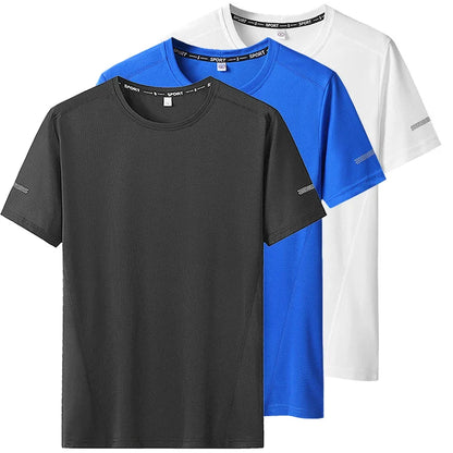 3pcs Summer Sport T-shirt for Men Plus Size 6XL/7XL Quick Dry Tees Oversized Round Neck Short Sleeve Fitness Running T-shirt